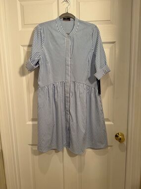 Tuckernuck Brand new. Blue and White Striped Shirt Dress with Pockets